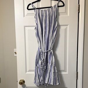 beachlunchlounge Blue and White Striped Mini Dress